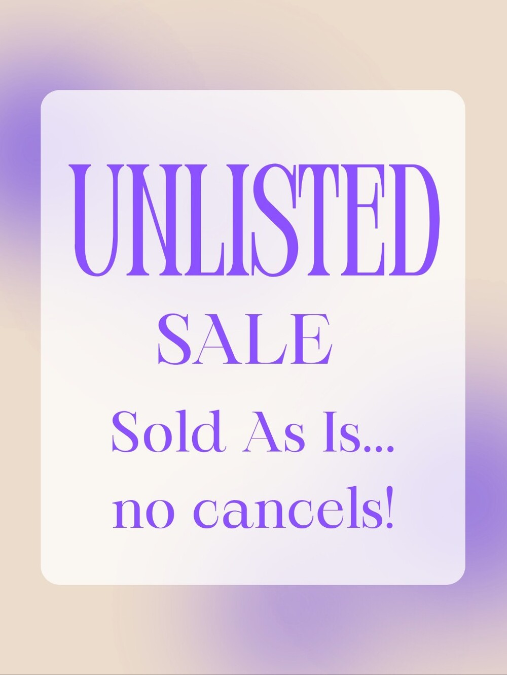 Unlisted Sale Special Show Only Deals!